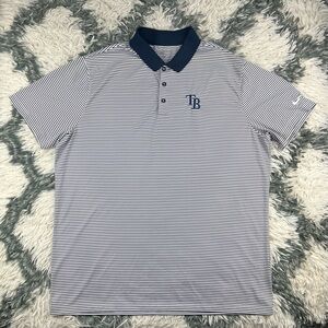Nike Golf Men's Blue White Striped Polo Shirt Size XL